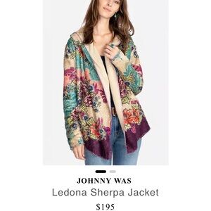 Johnny Was Purple and Cream Teddy Jacket with Bold Abstract Design